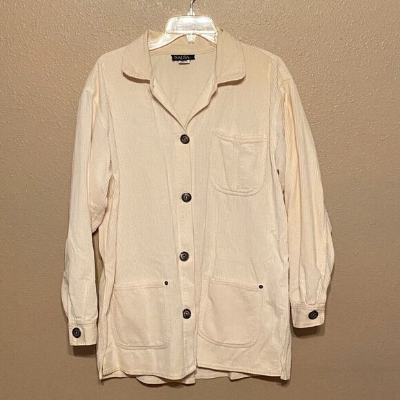 Nadia Jackets & Blazers - Vintage Nadia Women's Corduroy Beige Button Up Barn Chore Jacket Size Approx M/L